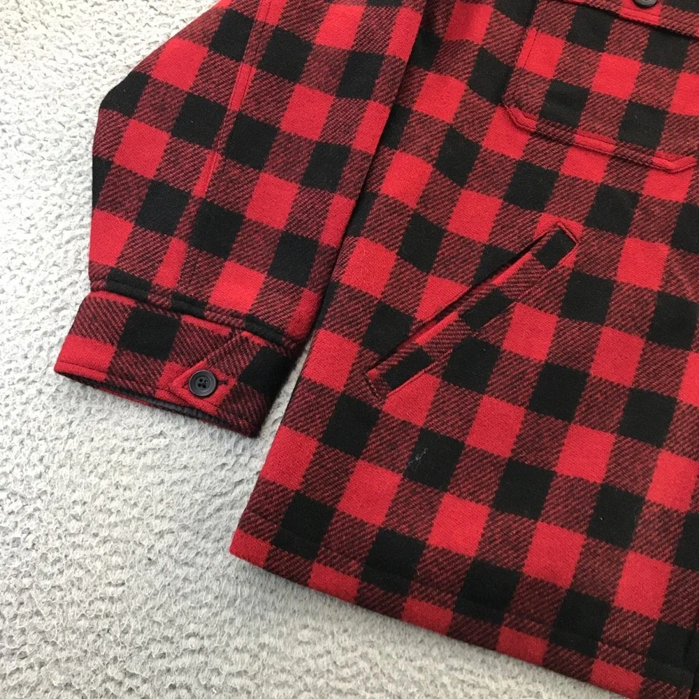 LL Bean Jacket Mens L Red Black Maine Guide Wool Shirt Jac Buffalo Plaid NEW